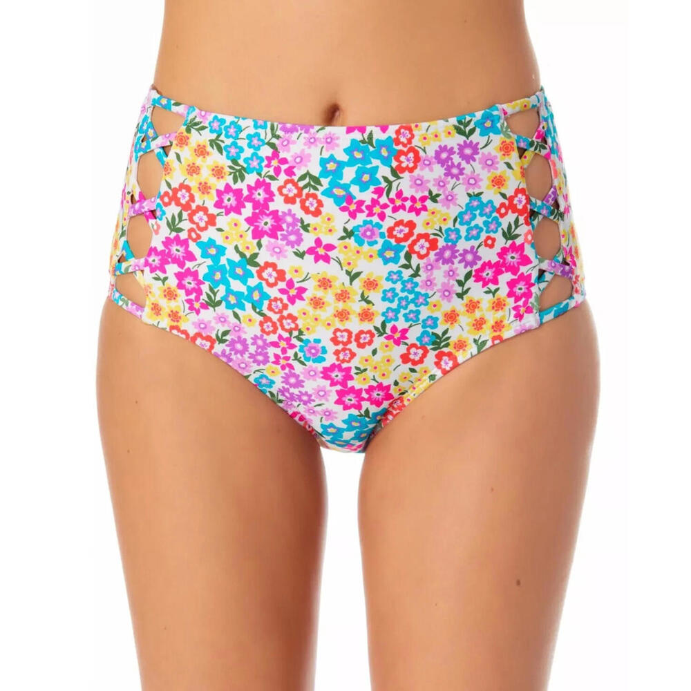 California Waves Junior's High Rise Strappy Side Bikini Bottoms Size S